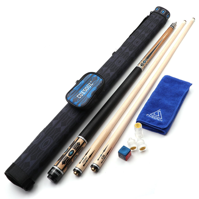 CUESOUL 58&quot; 19oz DS Maple Pool Cue Stick Set with 2 Shaft,13mm Tip Hard Cue Case 1x1(Cue Set and Cue Shaft only for your choice)