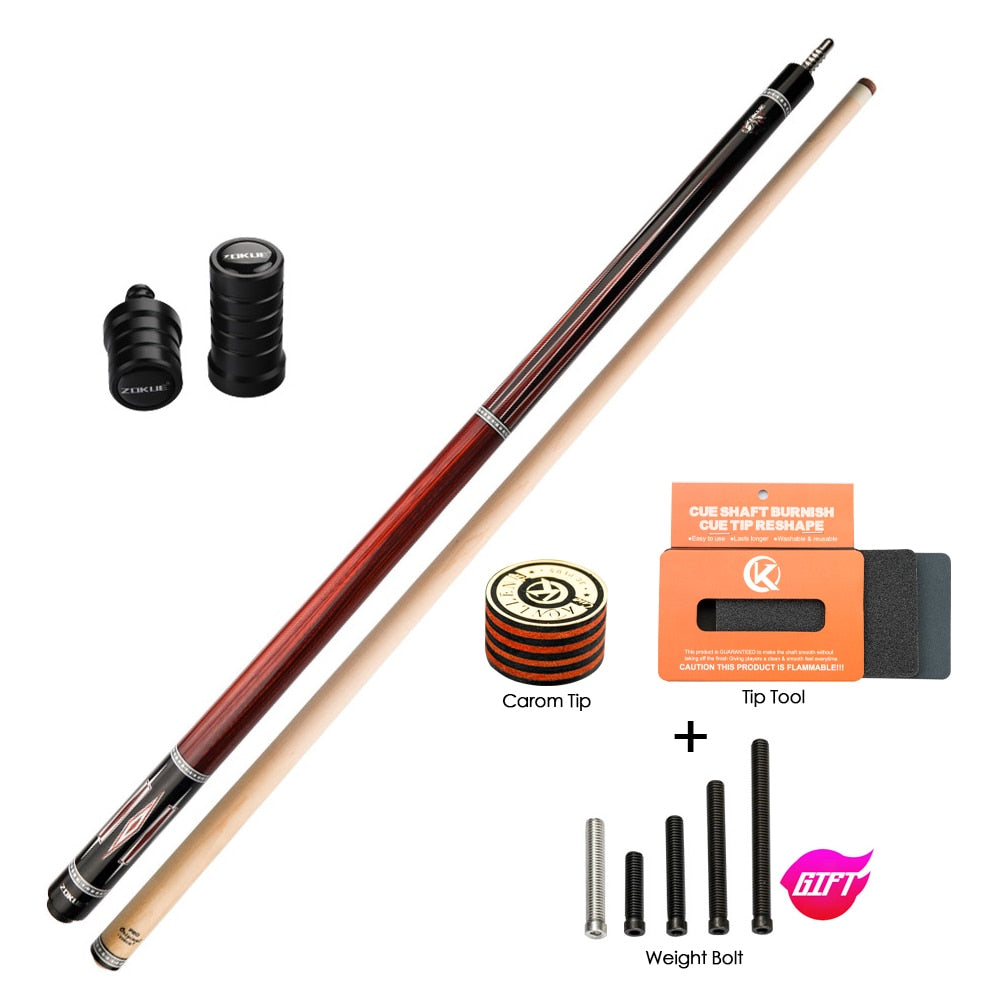 ZOKUE Carom Stick Professional Carom Billiard Cue Korean 3 Cushion Billiard Cue Carom Taper 12mm Tip 142 cm Libre Cue with Case