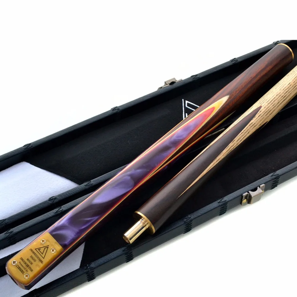 CUESOUL 57" 3/4 Jointed Snooker Cue Hand-Spliced with 2 Extensions Packed in Leatherette Cue Case
