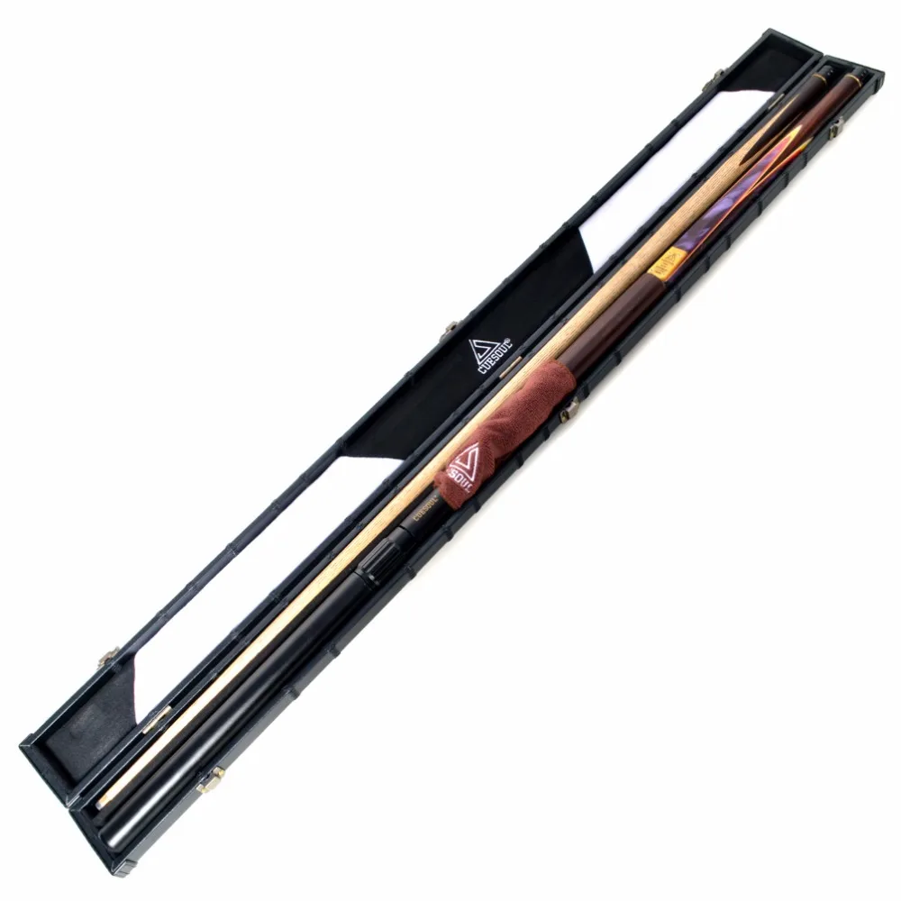 CUESOUL 57" 3/4 Jointed Snooker Cue Hand-Spliced with 2 Extensions Packed in Leatherette Cue Case