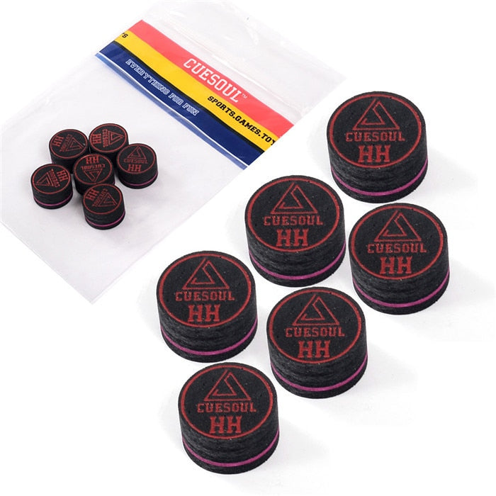 CUESOUL 6pcs/set 14MM Baked Pig Suede Billiard Snooker Cue Tip & Pool Cue Tip
