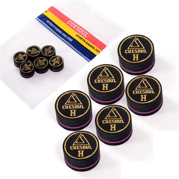 CUESOUL 6pcs/set 14MM Baked Pig Suede Billiard Snooker Cue Tip & Pool Cue Tip