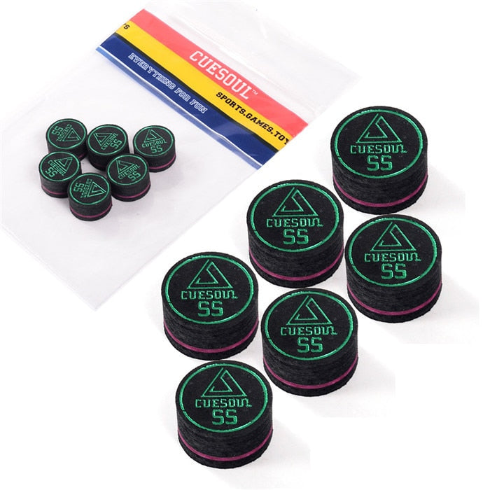 CUESOUL 6pcs/set 14MM Baked Pig Suede Billiard Snooker Cue Tip & Pool Cue Tip