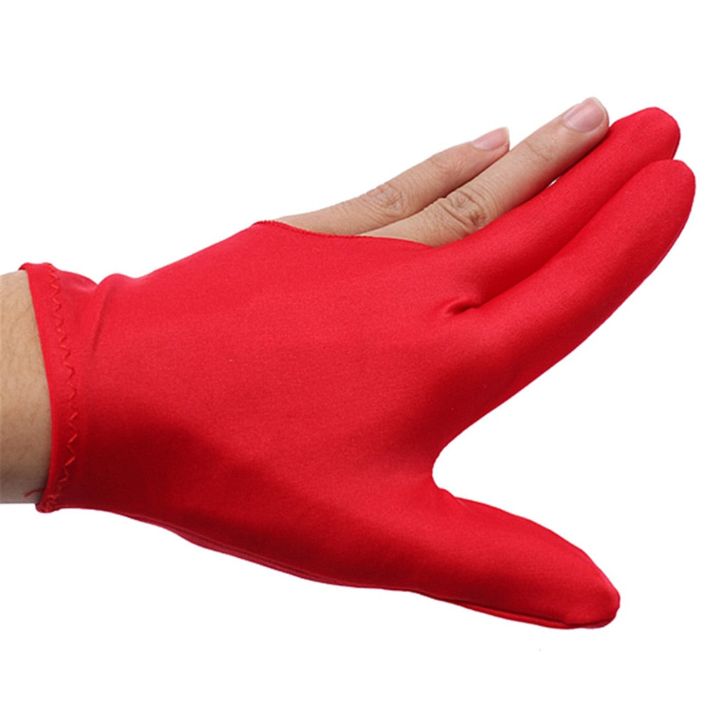 Spandex Snooker Billiard Cue Glove Pool Left Hand Open Three Finger Accessory for Unisex Women and Men 4 Colors 1Pcs