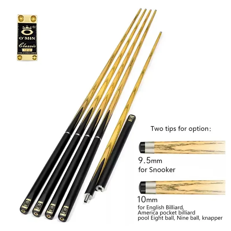 for Omin Brand Classic 3/4 Jointed Two Pieces Cue Handmade Ash Wood Snooker Cue Ebony Pool Break Snooker and Billiard Cues
