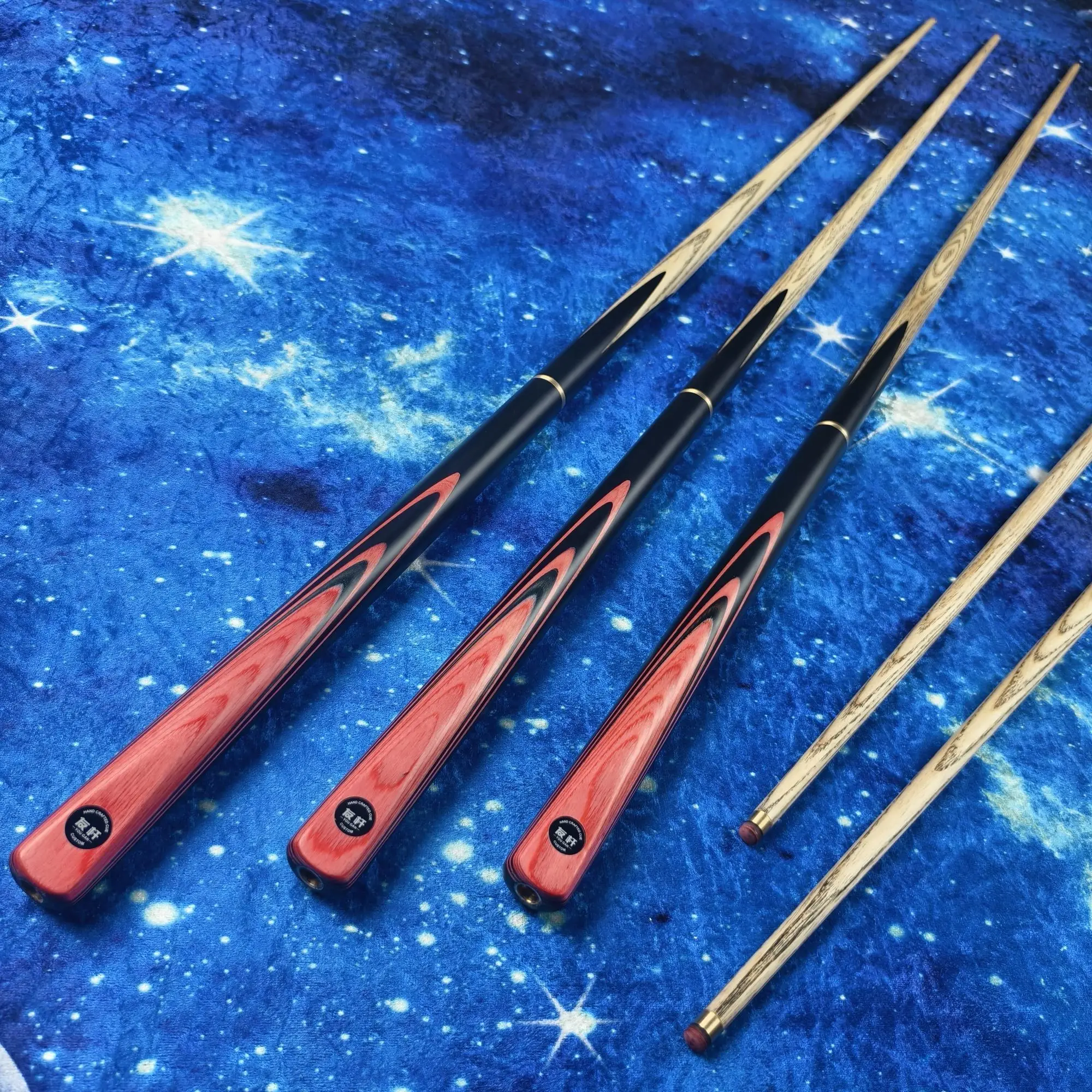 Snooker & Billiard Cues 3/4 Jointed Ash Wood Shaft Black Red Wooden Butt Handmade Pool Cue Stick For Billiard Sports