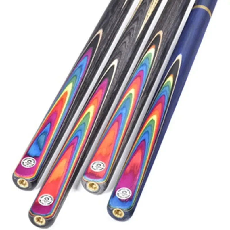 for Omin 3/4 Jointed Handmade Rainbow Ash Wood Snooker Cue Ebony Pool Break Billiard Cues Sticks