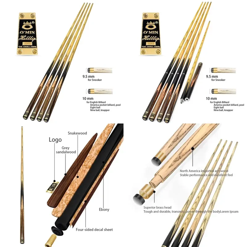 SFW Certificate SO-4 One 1 Piece 3/4 Handmade Helllip Snooker Cue Ash Wood Pool Game Snooker Cue Ebony Omin Pool Snooker &