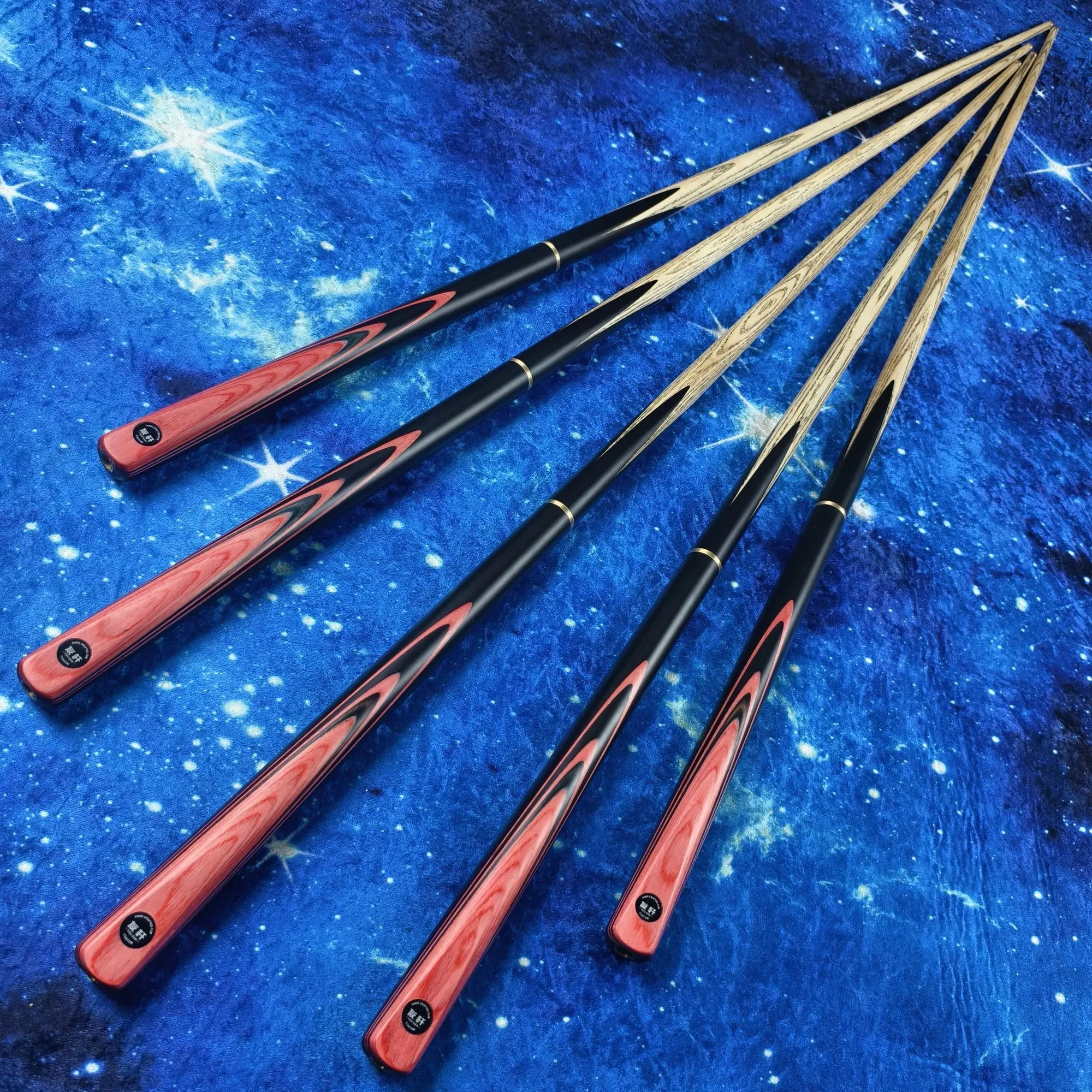 Snooker & Billiard Cues 3/4 Jointed Ash Wood Shaft Black Red Wooden Butt Handmade Pool Cue Stick For Billiard Sports