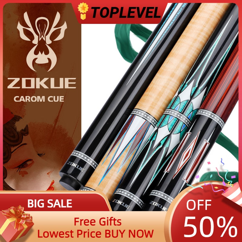 ZOKUE Carom Stick Professional Carom Billiard Cue Korean 3 Cushion Billiard Cue Carom Taper 12mm Tip 142 cm Libre Cue with Case