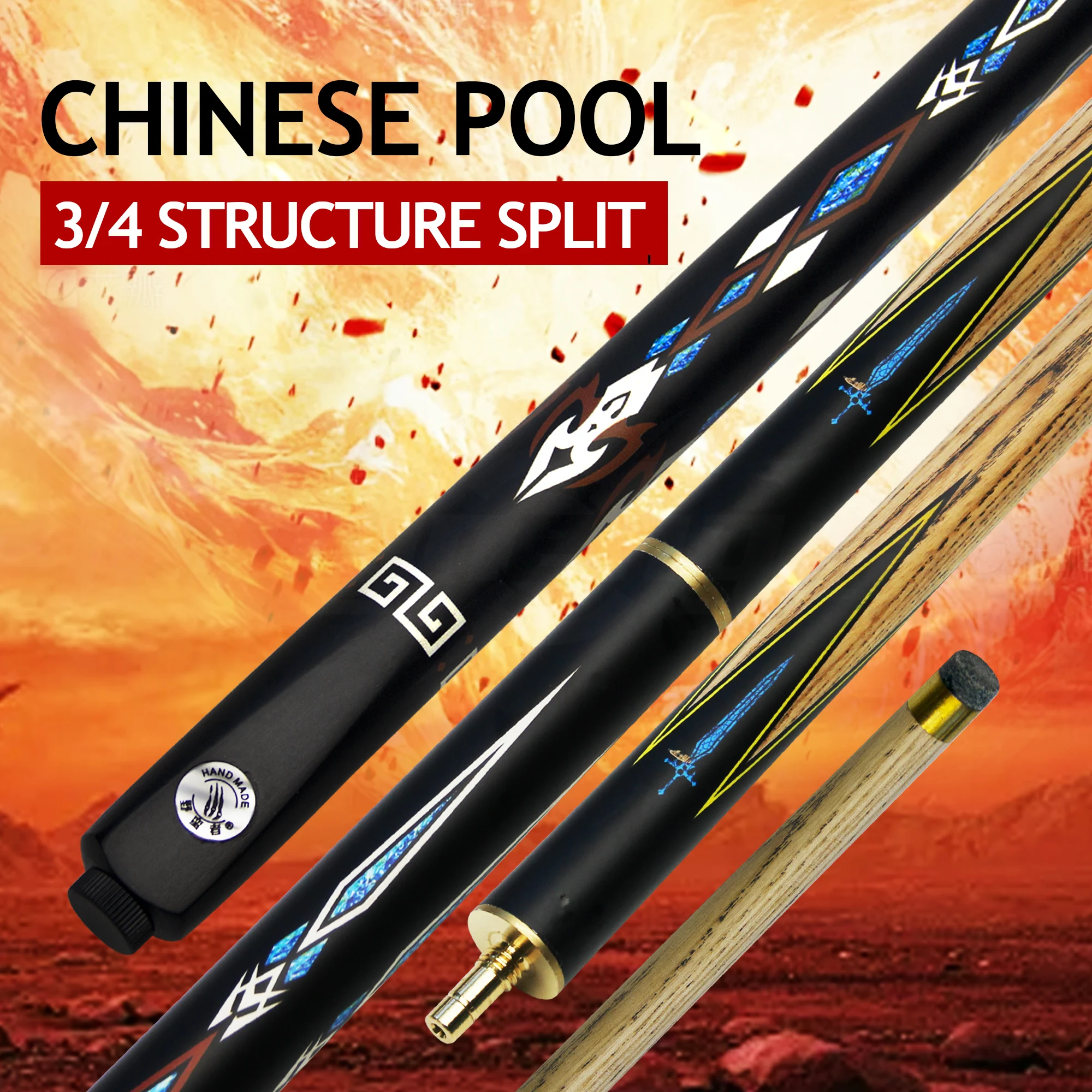 10mm Tip Cue 3/4 Pool Cue with North American Ash Front & Walnut Handle Brass Vacuum Joint Master Craftsmanship