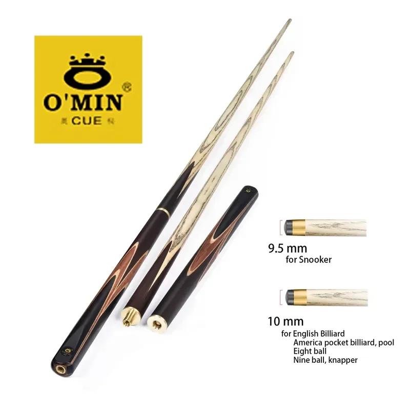 for Omin King 3/4 Jointed Handmade Ash Wood Snooker Cue with Ebony Splice and Case for Pool Break Billiard Cues Sticks