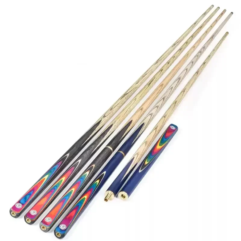 for Omin 3/4 Jointed Handmade Rainbow Ash Wood Snooker Cue Ebony Pool Break Billiard Cues Sticks
